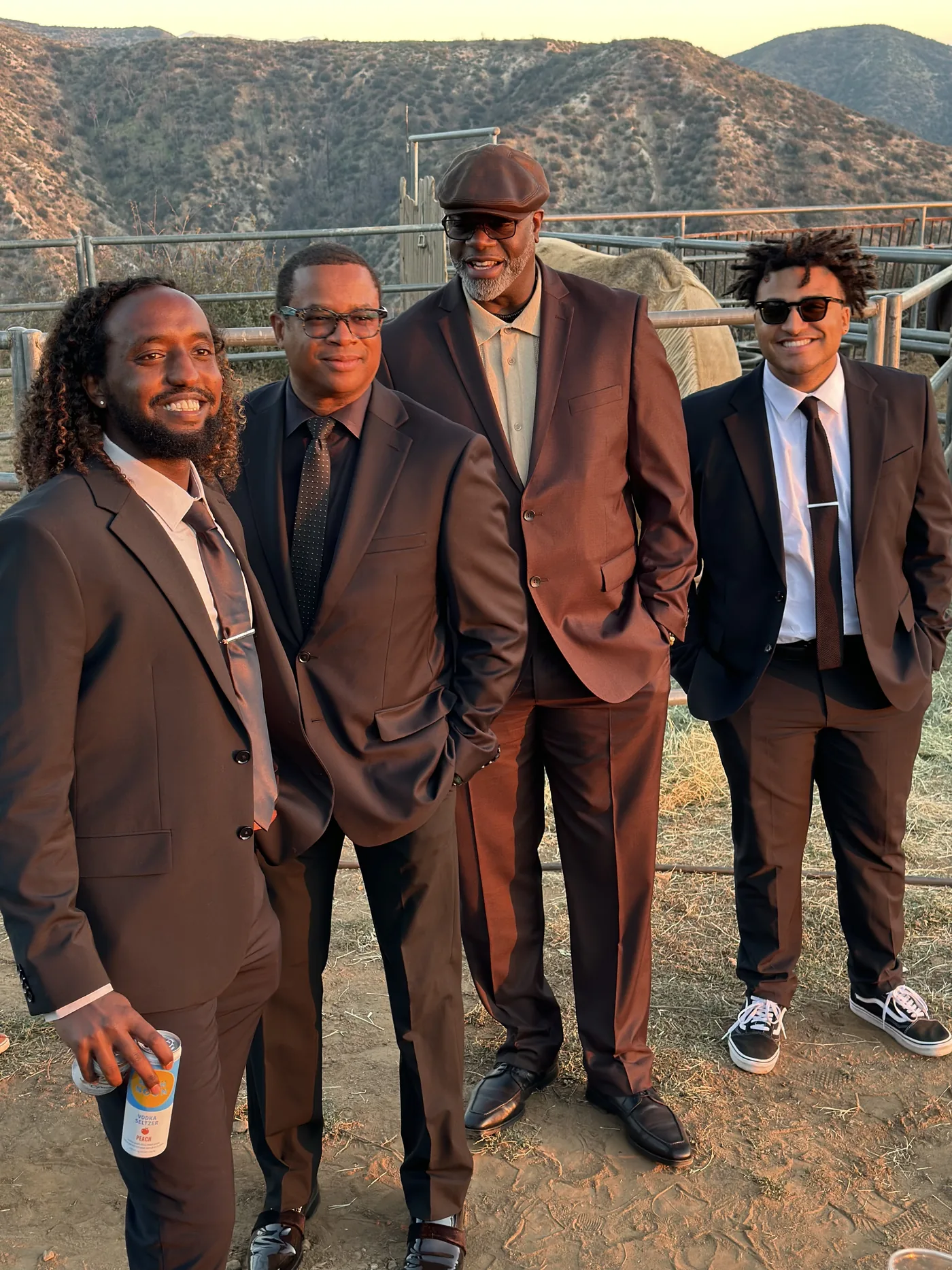 Left to right: Allula Teka, Clayton (“Clay”) Howard, Michael Hicklen, Torel Bagley. At Jazmin Ramirez’s wedding.