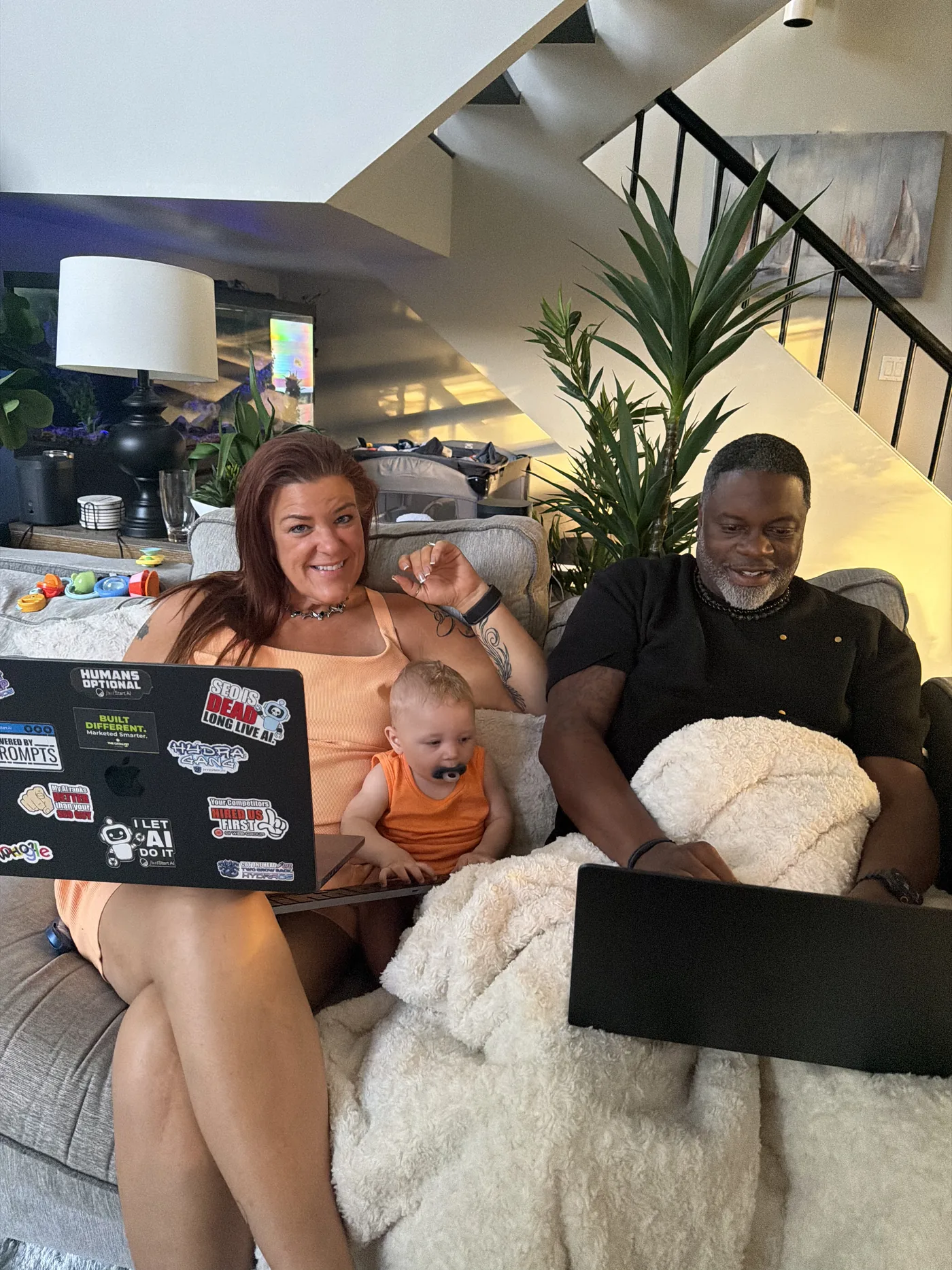 Dallas, Mike, and me. The months after. — He is already reaching for the keyboard. — He is already in the room where the work is happening.